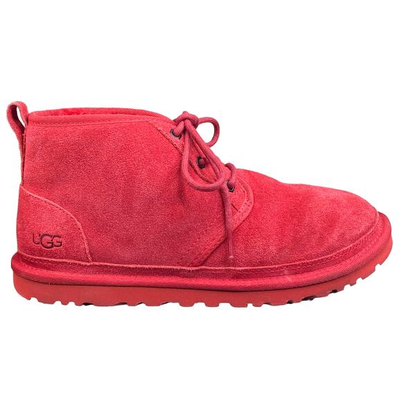 UGG Mens Neumel Red Suede Lace Up Winter Chukka Boots Size US 9 - Picture 1 of 10